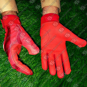 Gants de frappe de baseball à manchette courte en cuir de vachette véritable sur mesure de couleur rouge - Product Image 4