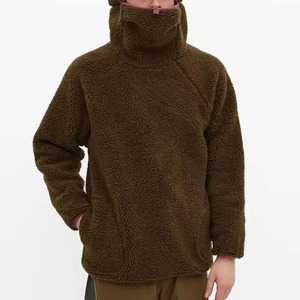 Automne hiver hommes Sherpa sweat à capuche Fashional chaud col roulé pull goutte épaule XS taille solide impression plaine teint polaire tissu - Product Image 1
