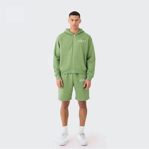 Conjunto de Sudadera con Capucha y Pantalones Cortos Extra Grandes de Alta Calidad OEM, Estilo Urbano, Felpa Francesa Transpirable, 2 Piezas, Chándal con Logotipo Personalizado para Hombre - Product Image 1