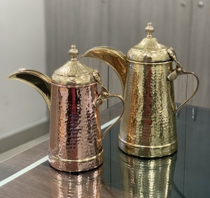 Dallah Hammered Brass Arabic Coffee Pot Gold Color Arabic <b>Tea</b> Coffee Sets with Customized Logo Packaging Handmade Eco-Friendly - Product Image 2