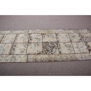 Vintage Rug, Runner 3,2x8,6 ft Turkish Rug, <b>Brown</b> Plants & trees <b>Wool</b> Rug - Product Image 3