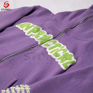เสื้อฮู้ดแบบมีซิปสำหรับทุกเพศเสื้อมีฮู้ดแบบสวมแนวสตรีทพิมพ์ลายพัฟแบบกำหนดเองได้ - Product Image 2
