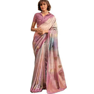Dernier Designer Georgette Soie Numérique Imprimé Travail Saree Indien Pakistanais Style pour Fête Ethnique Salwar Kameez par Fab Zone - Product Image 1