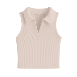 Elegante Camiseta sin Mangas de Punto Acanalado para Mujer, Largo Regular, Tejido de Alta Calidad, Fabricante OEM ODM, Venta al por Mayor - Product Image 5