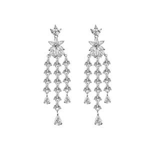 Boucles d'oreilles pendantes Clara en argent sterling 925 avec placage or 18 carats, pendentif Shiza en forme de fleur - Product Image 1