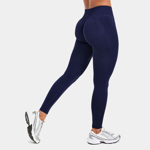 OEM Service High Quality Anti-Bacterial Seamless <b>Women's</b> Leggings Customized Logo Waist Professional Yoga Wear Solid <b>Navy</b> <b>Tights</b> - Product Image 2