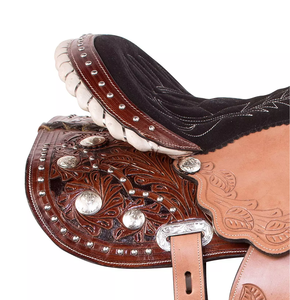 Selle Western en cuir véritable de qualité supérieure pour les courses de barils et l'équitation - Product Image 5