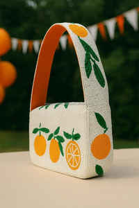 กระเป๋าสะพายลูกปัดสีส้มกระเป๋าสีส้มกระเป๋าถือลูกปัดสีส้มกระเป๋าถือสีส้มแฮนด์เมด - Product Image 3