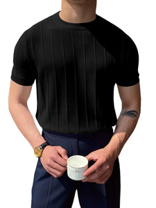 Camiseta corta de nuevo estilo para hombre, personalizada, 100% algodón, buena calidad, diseño de línea holgada - Product Image 6