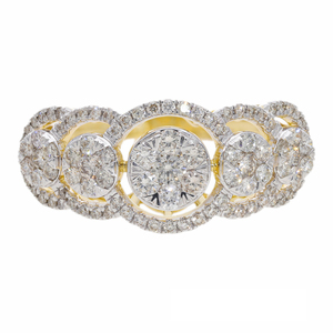 14K Yellow Gold Rhodium Plated Multi-Halo Diamond Cluster Ring 4.6gm 14KT/18KT Luxurious Bridal/Cocktail Statement Band Diamond - Product Image 1