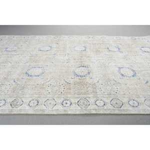 Alfombra Vintage, Alfombra Turca de 5,1x8,4 pies, Alfombra de Lana a Rayas Blancas y Azules - Product Image 3