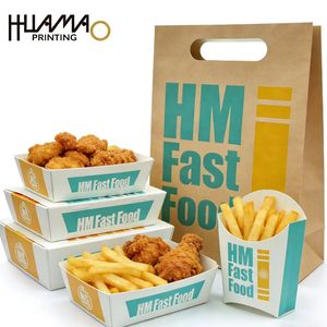 Boîte alimentaire pliable en papier avec logo personnalisé, emballage alimentaire de qualité alimentaire pour hamburgers, sandwichs, poulet frit et frites - Product Image 1