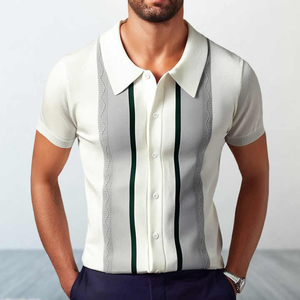 2025 haute qualité nouveau gros Polo T-Shirt décontracté revers court longueur bouton décoration Polo - Product Image 6