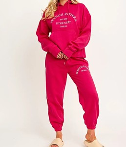 Women's Custom Solid Pattern Sweatsuit Jogger <b>Sets</b> Wholesale Cheap Price Casual Style Clothing Tracksuits for Women - Product Image 3