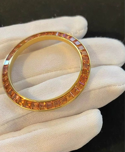 Anillo de Bisel para Reloj de Acero Inoxidable Acanalado Hecho a Mano de Lujo, Marca Luxira Jewels, 40 mm, con Gemas de Rubí, Modelo de Repuesto - Product Image 4