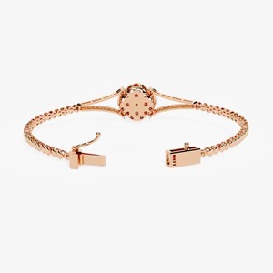 Pulsera de diamantes de moissanita floral oro rosa con centro de mesa ovalado y diamantes de corte redondo para mujer regalo de joyería de oro rosa - Product Image 4