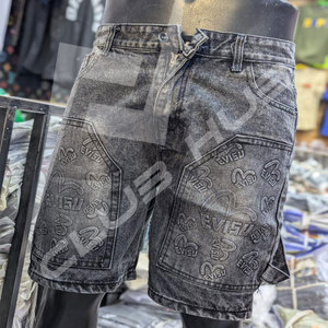 Shorts en jean d'été pour hommes Broderie personnalisée 100% coton Shorts extensibles à séchage rapide Vente en gros Pakistan Foncé - Product Image 6