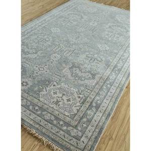 Alfombra Grande de Lana Anudada a Mano en Gris Tomillo y Negro, con Medallón Abstracto Rectangular para Decoración de Sala de Estar - LCA-611 - Product Image 2