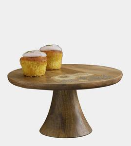 Support à gâteau rond en bois de manguier gravé de motifs floraux, plateau décoratif pour pâtisseries, idéal pour les anniversaires et les mariages - Product Image 4