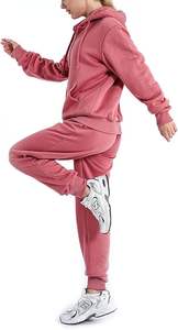 Ensemble 2 pièces pour femme, velours respirant et léger, sweat à capuche et pantalon à fermeture éclair, uni, survêtement d'hiver - Product Image 2