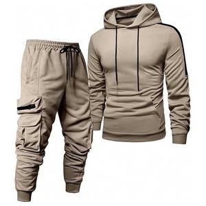 Ensemble de survêtement d'hiver en coton doublé polaire pour hommes, jogging à capuche avec fermeture éclair, pantalon de survêtement avec poches zippées, jogging, ensemble tactique chaud - Product Image 5