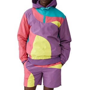 Best Manufacturer's Top Fashionable <b>Men's</b> Casual Summer Color Block Short <b>Set</b> Customized Logo High Streetwear Two Piece Shorts - Product Image 4