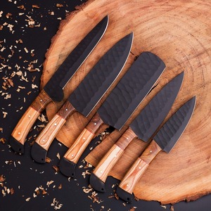 Ensemble de chef de lame en acier inoxydable enduit de poudre personnalisé, ensemble de couteaux 5 pièces pour cadeau de Noël, ensemble fait main, cadeau d'Halloween. - Product Image 4