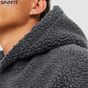 Nouveauté Sweat-shirts à capuche en polaire sherpa personnalisés, lourds, d'hiver, pour hommes, 100% coton, surdimensionnés, pour l'extérieur - Product Image 4