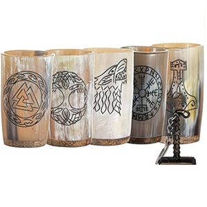 Nouveau design fait à la main naturel buffle et vache corne de boeuf tasse d'agate meilleure qualité Style animal tasse à boire - Product Image 4