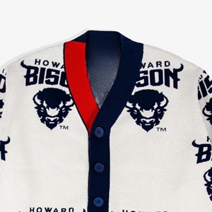 Howard Bison Sweater Unisex Custom Knit Pullover con bordado HBCU Logo Patrón sólido Transpirable para invierno - Product Image 2