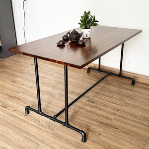 Rectangular Melaleuca Wood <b>Dining</b> <b>Table</b> 140x80cm with Pipe Legs & Assembled for Home Office BA68142 - Product Image 3