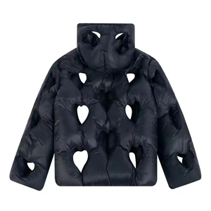 Veste matelassée unie pour homme en gros, automne-hiver, col montant, fermeture éclair, décontractée, chaude, avec poches - Product Image 3