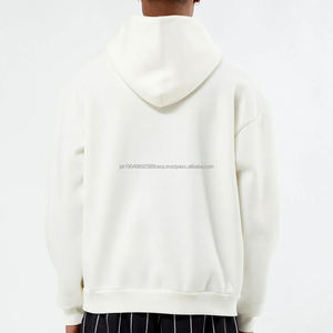 Sweat-shirts à capuche unisexes de luxe sur mesure de haute qualité, poids lourd, 100% coton molletonné, tissu éponge français, coupe ample et courte pour hommes - Product Image 2