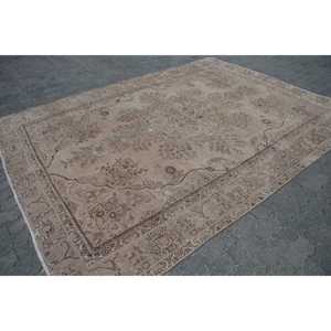 Turkish Vintage Oversize Rug 7.8x10.5 ft, <b>Brown</b> Persian Rug <b>Wool</b> - Product Image 3