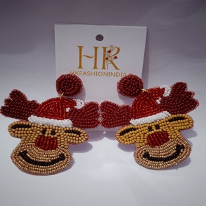 Boucles d'oreilles en perles de renne plaqué or faites à la main bijoux de fête de mariage joyeux pour cadeau de fiançailles inspiré de l'amour - Product Image 1