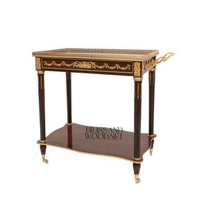 Mesa Consola Clásica de Madera Maciza con Detalles de Latón para Sala de Estar y Uso en Hostelería - Product Image 3