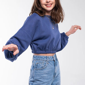 La mejor nueva sudadera de lana informal para mujer, Top corto grueso con logotipo personalizado, estilo de estudiante para tela de punto de otoño e invierno - Product Image 4