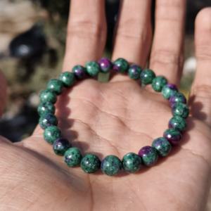 Pulseras de Cuentas Ajustables de Lujo de Plata de Ley 925 con Zoisita Rubí Natural de Corte Cabochón de 8 mm, Joyería Fina, Regalo para Bodas y Fiestas - Product Image 2