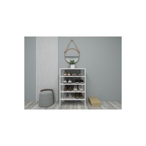 Zapatero y Soporte Moderno Charlie de Cuatro Niveles en Suntalam Negro y Blanco - Product Image 3