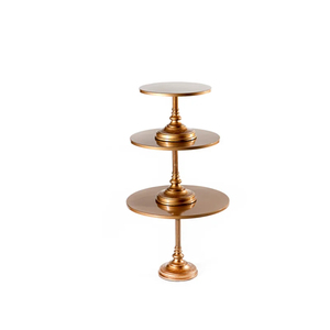 Soporte redondo grande para pasteles en metal galvanizado con acabado pulido, perfecto para exhibiciones elegantes de postres y ocasiones especiales - Product Image 3