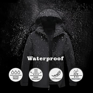 Chaqueta Cortavientos Técnica Impermeable para Hombre, Chaqueta de Lluvia Plegable para Senderismo - Product Image 3