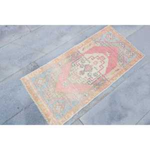 Vintage Turkish Rug 1.6x3.4 ft (49x104 cm), <b>Red</b> Animal Print <b>Wool</b> Rug - Product Image 3