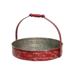 Bandeja de servicio galvanizada antigua recién llegada con acabado recubierto de polvo rojo con mango bandeja de servicio de forma y tamaño personalizados - Product Image 1