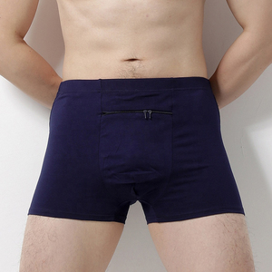 Calzoncillos de tiro medio para hombre con logotipo personalizado, Bóxer transpirable de algodón antibacteriano con cremallera, ropa interior informal de corte holgado de talla grande - Product Image 4