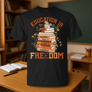 T-shirt « Liberté à travers l'éducation » pour l'histoire des enseignants noirs – Produit promotionnel pour le Mois de l'histoire des Noirs - Product Image 3