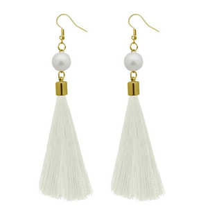Tip Top Fashions Pendientes de hilo chapados en oro blanco 1310964E Accesorio de moda elegante - Product Image 1