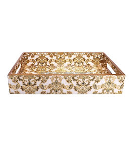 Plateaux de service à imprimé floral en bois fabriqué à la main plateau décoratif peint à la main pour cadeau de noël meilleur pour la mère - Product Image 5