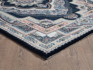 พรมตุรกีหรูหรา ผลิตด้วยเครื่องจักร รุ่นชิราซ สีกรมท่า พรีเมียม สำหรับห้องนั่งเล่น จากผู้ผลิตที่กาเซียเตป - Product Image 3