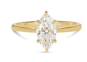 Bague solitaire en or massif 14 carats avec diamant taille marquise cultivé en laboratoire Style romantique bijoux fins bague de fiançailles pour femmes - Product Image 5