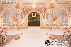 Tema dorado clásico boda escenario telón de fondo paneles gran boda lugar telón de fondo marco impresionante boda asiática escenario telón de fondo marcos - Product Image 2